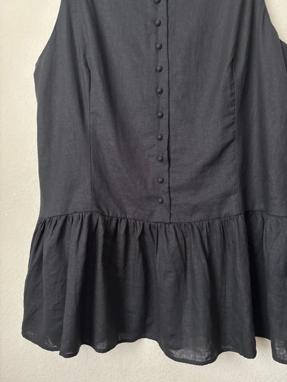 H&M Linen Blend XL Ruffle Hem Mini Dress NEW - Picture 5 of 9